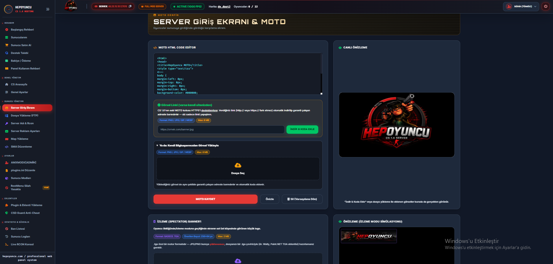 Server Giriş Ekranı & MOTD ekran görüntüsü
