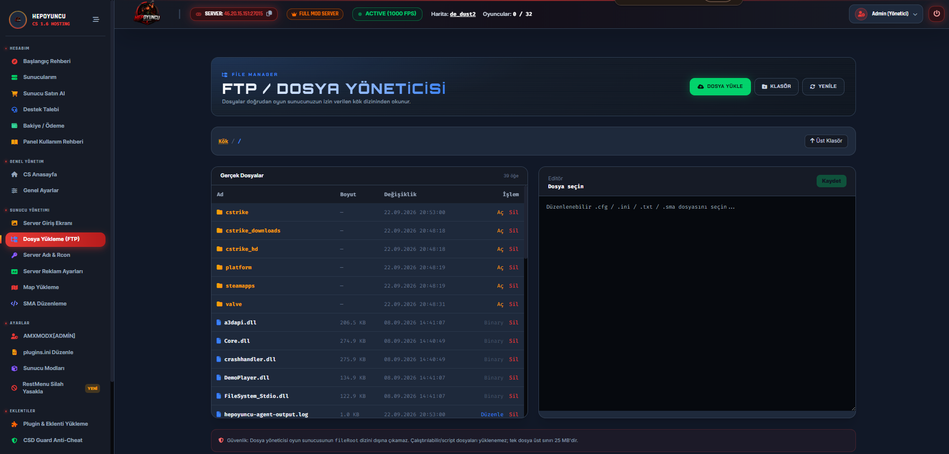 Dosya Yükleme (FTP) ekran görüntüsü